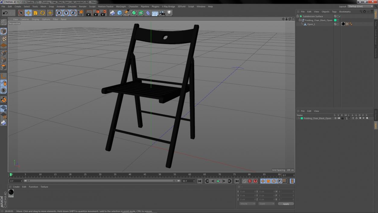 Folding Chair Black Open 3D model