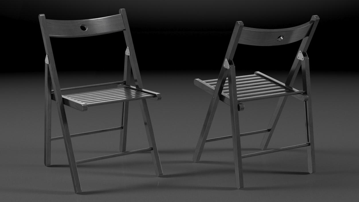 Folding Chair Black Open 3D model