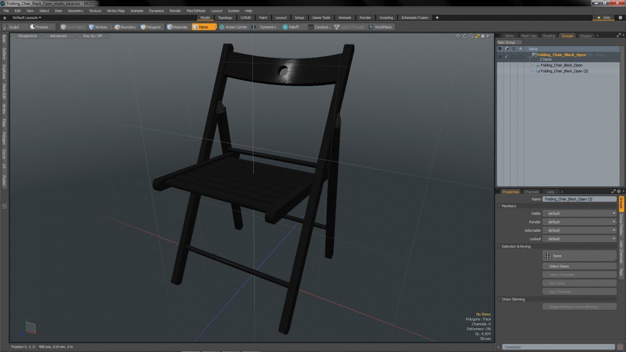 Folding Chair Black Open 3D model