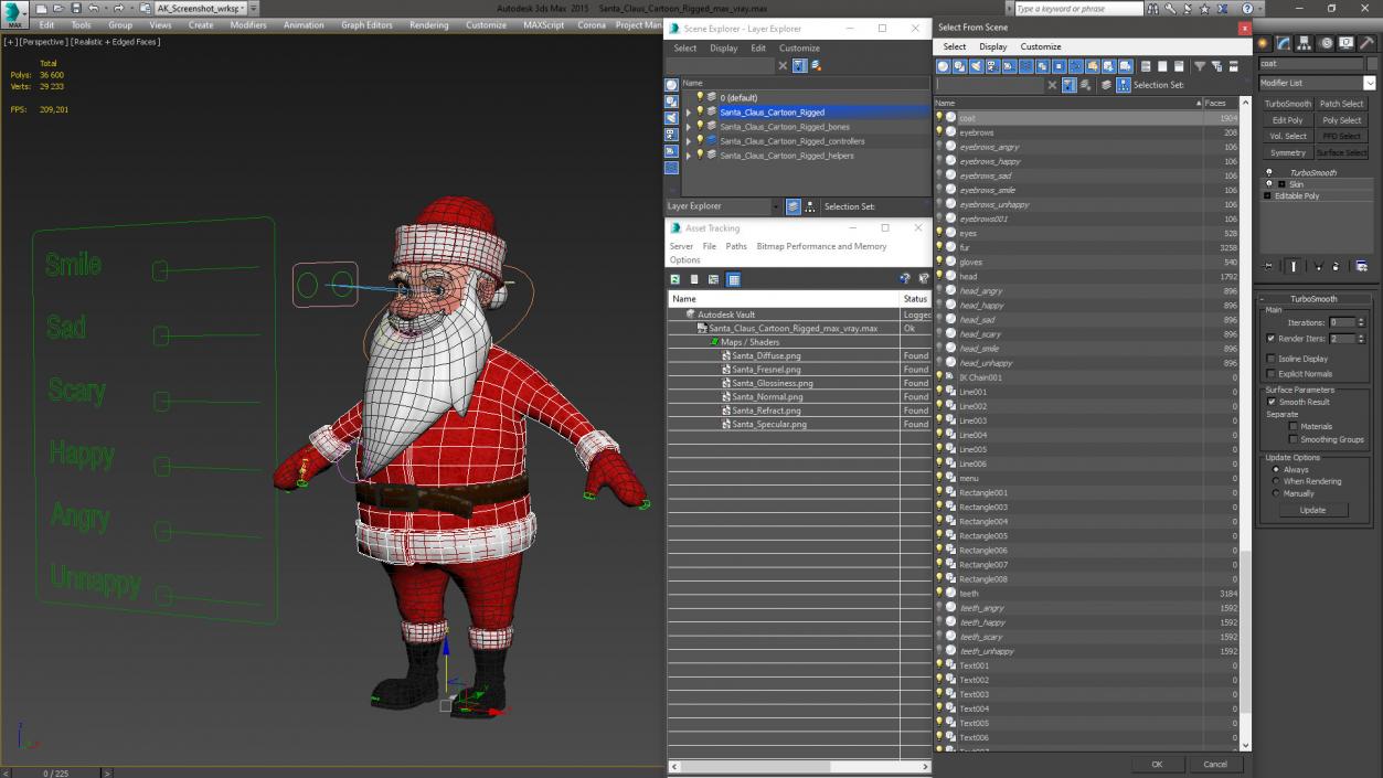 3D Santa Claus Cartoon Rigged