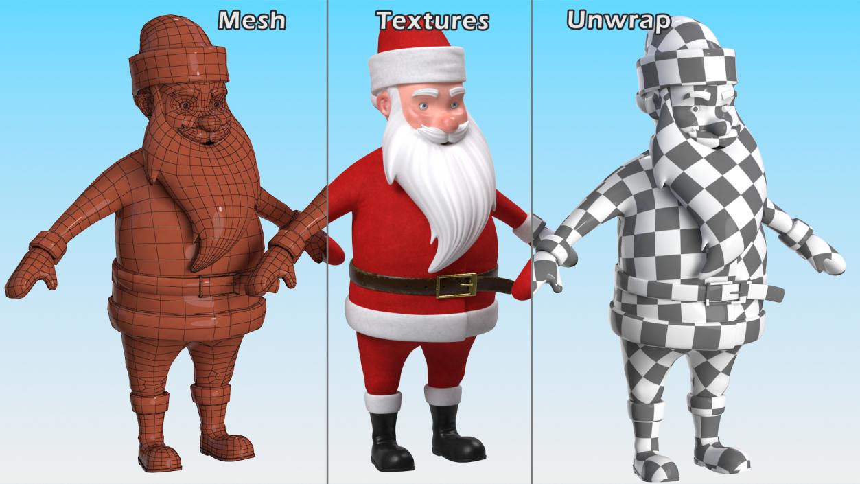 3D Santa Claus Cartoon Rigged