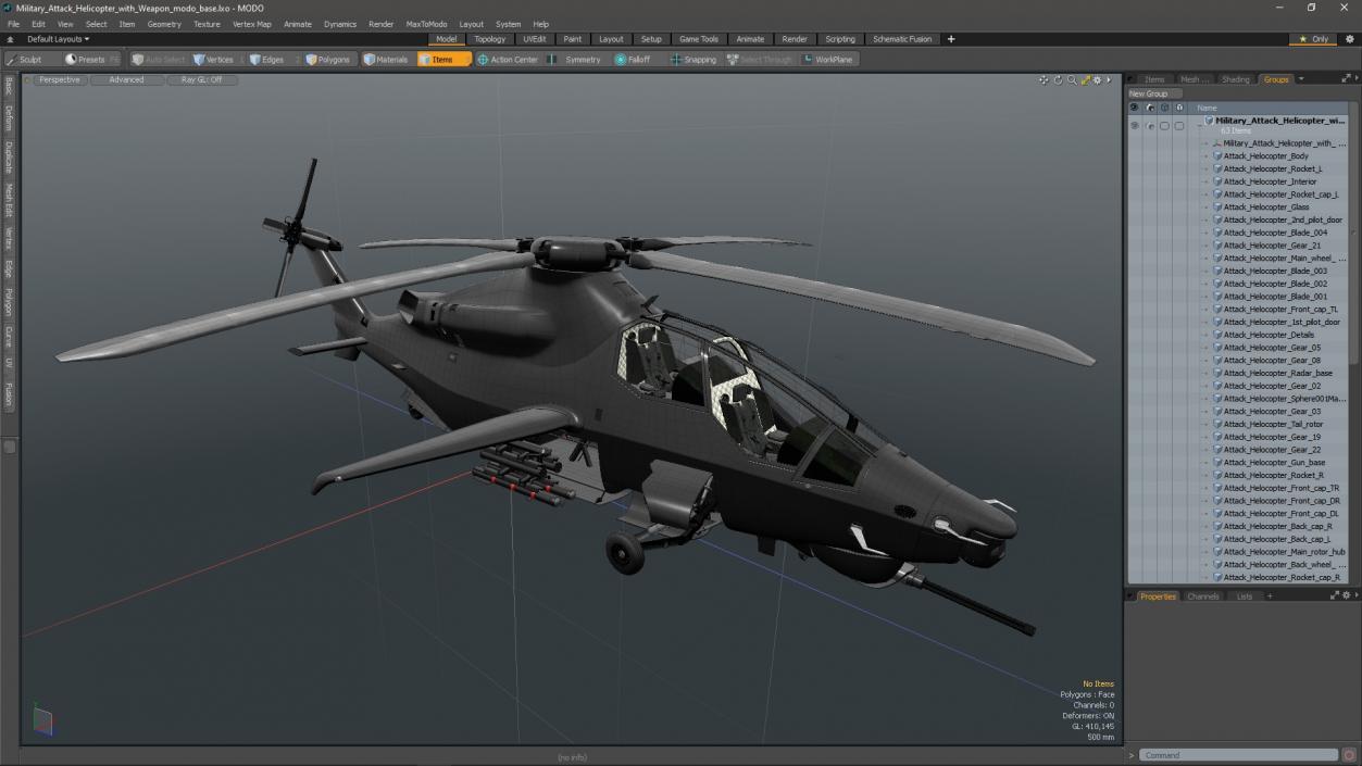 3D Military Attack Helicopter with Weapon model