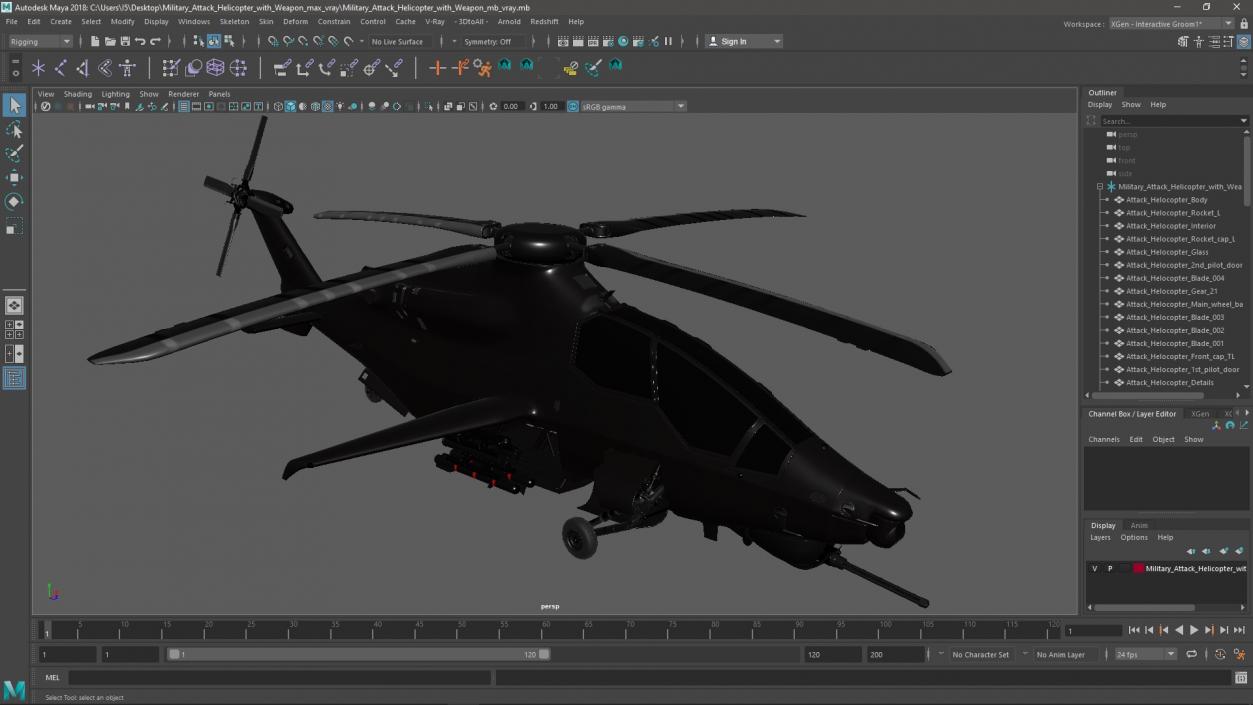 3D Military Attack Helicopter with Weapon model