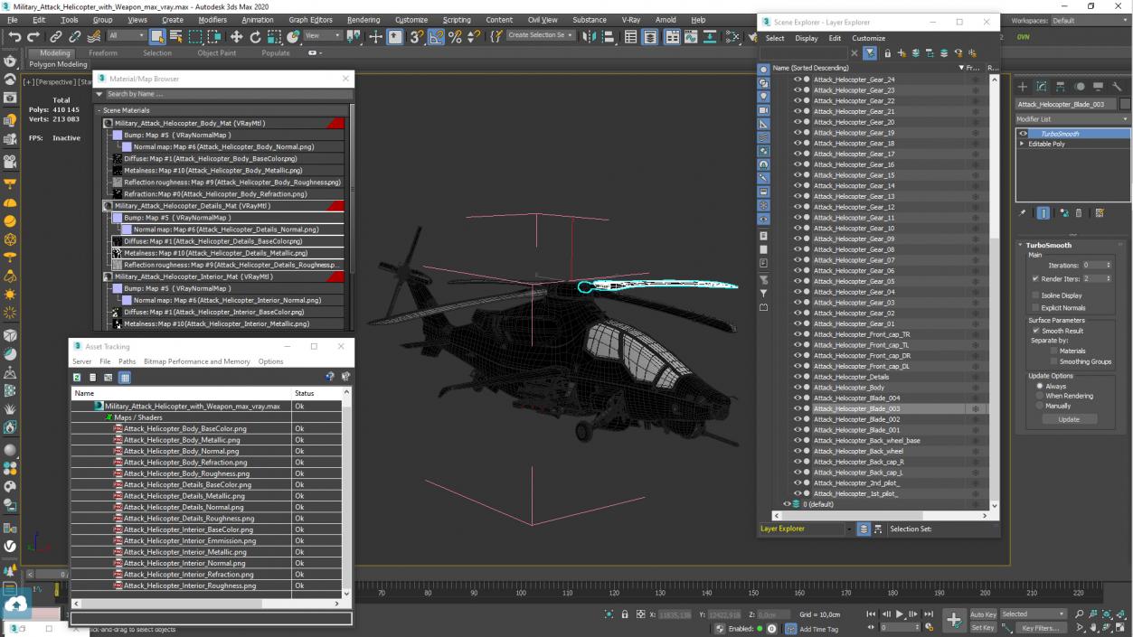 3D Military Attack Helicopter with Weapon model