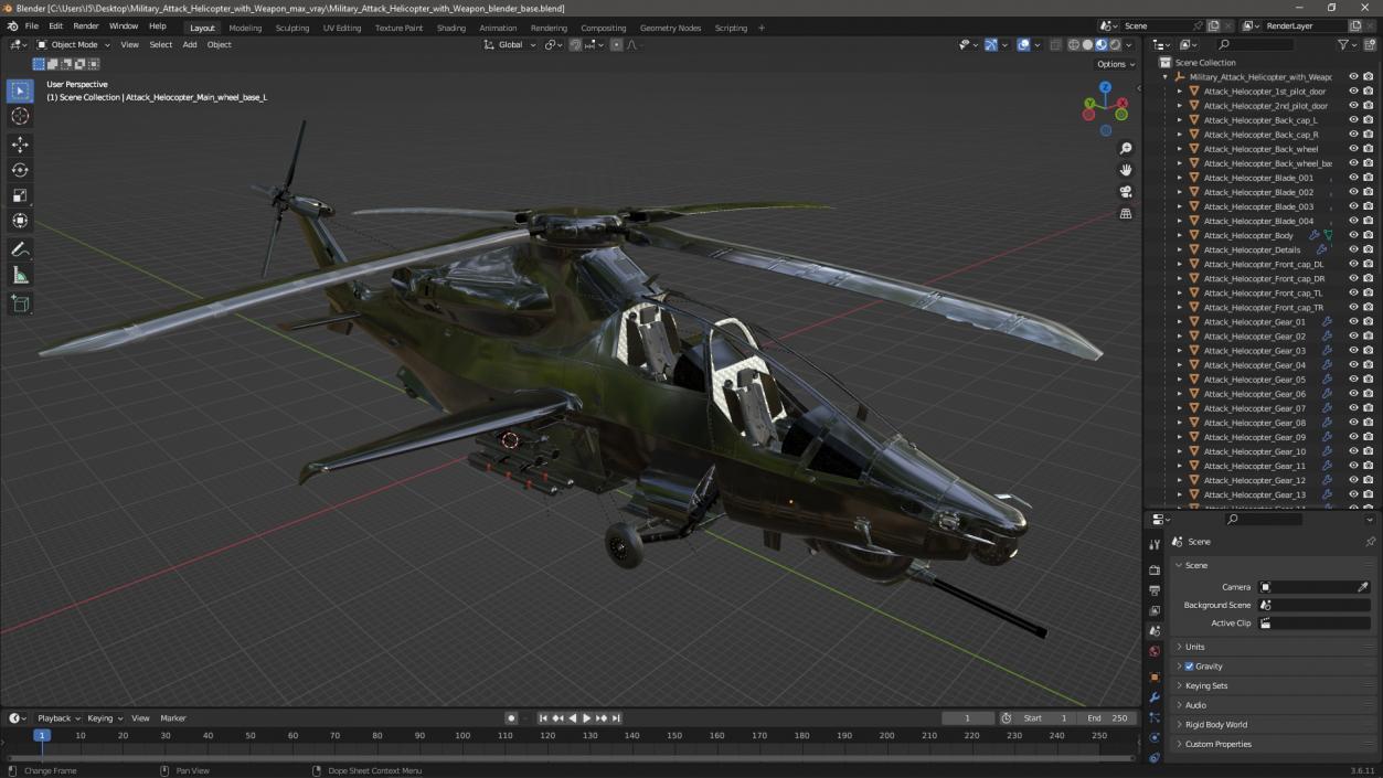 3D Military Attack Helicopter with Weapon model