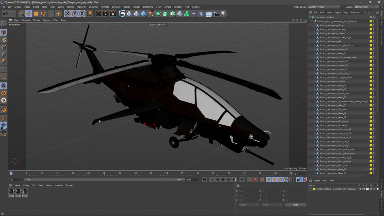 3D Military Attack Helicopter with Weapon model