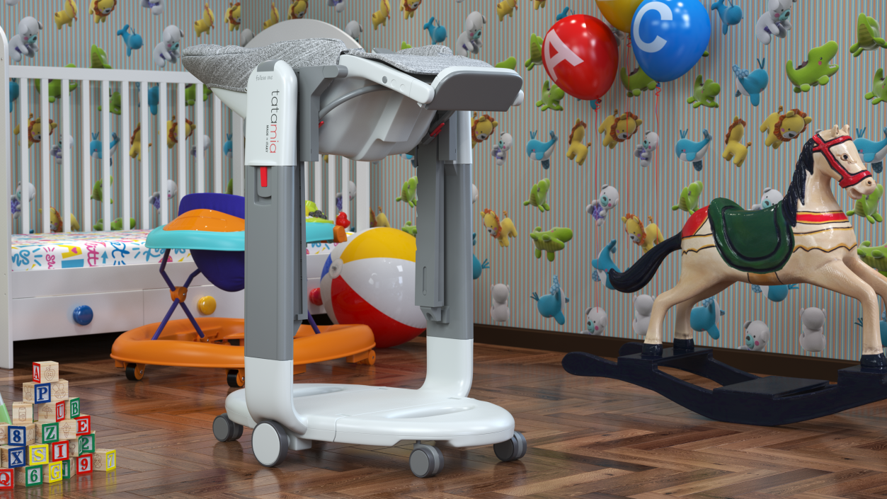 High Chair Peg Perego Horizontal Grey Rigged 3D model