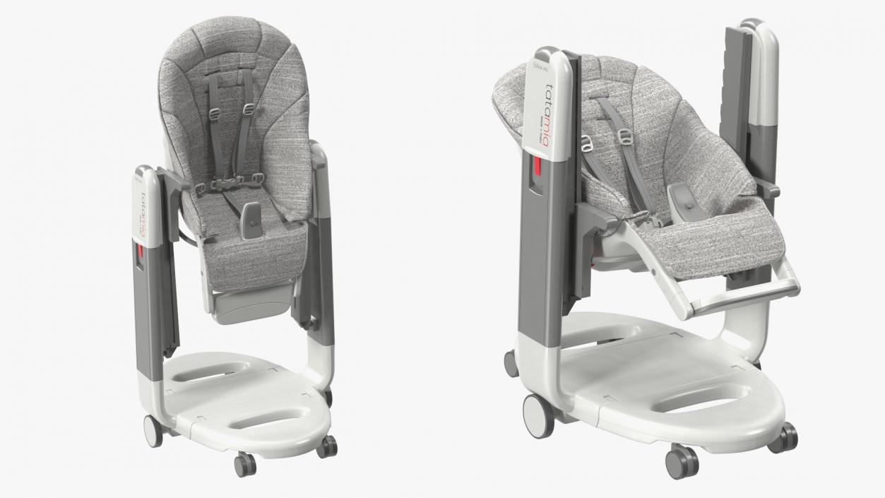 High Chair Peg Perego Horizontal Grey Rigged 3D model