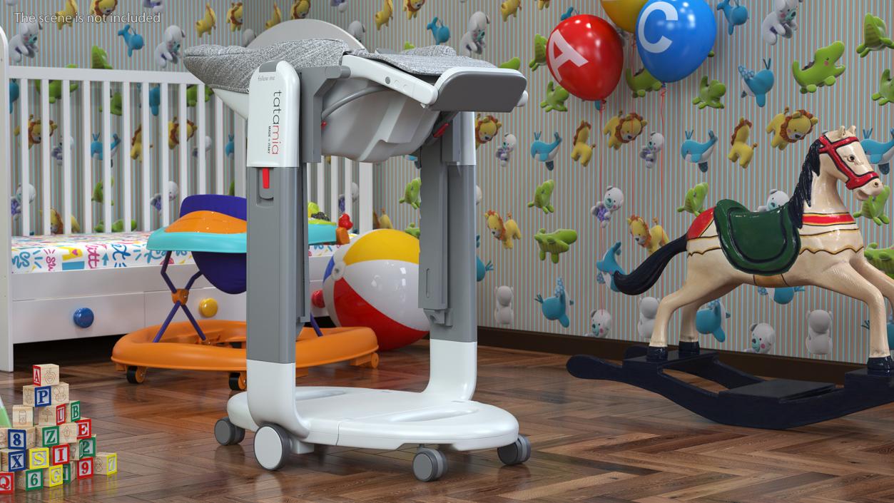 High Chair Peg Perego Horizontal Grey Rigged 3D model