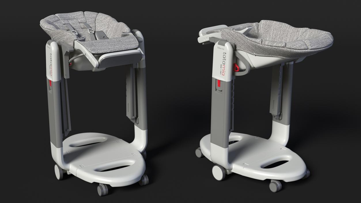 High Chair Peg Perego Horizontal Grey Rigged 3D model