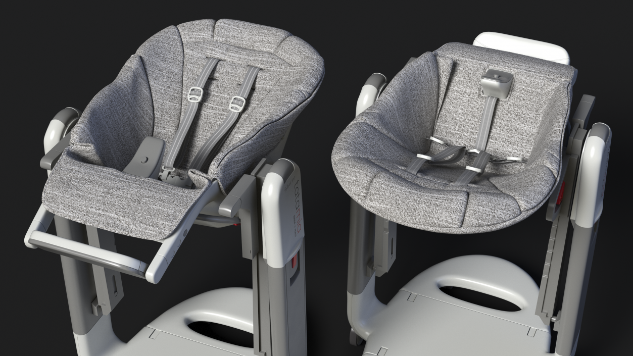 High Chair Peg Perego Horizontal Grey Rigged 3D model