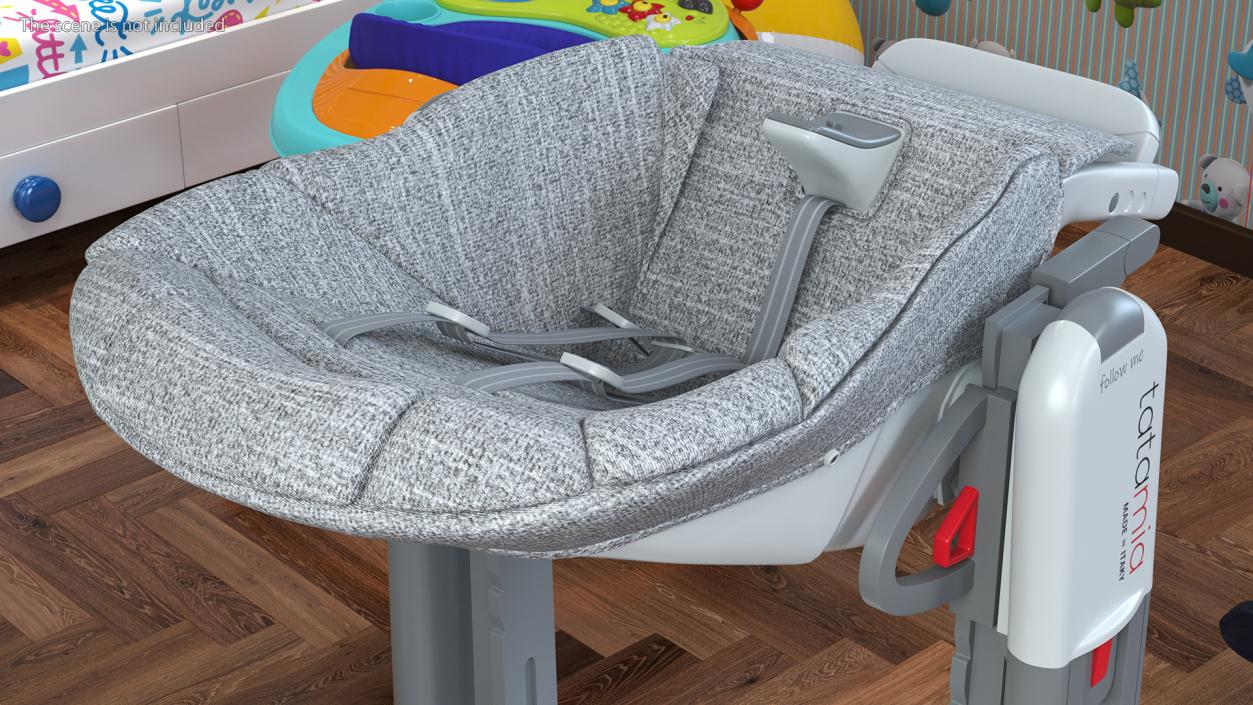 High Chair Peg Perego Horizontal Grey Rigged 3D model