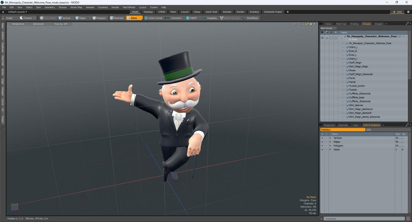 Mr Monopoly Character Welcome Pose for 3D Print 3D