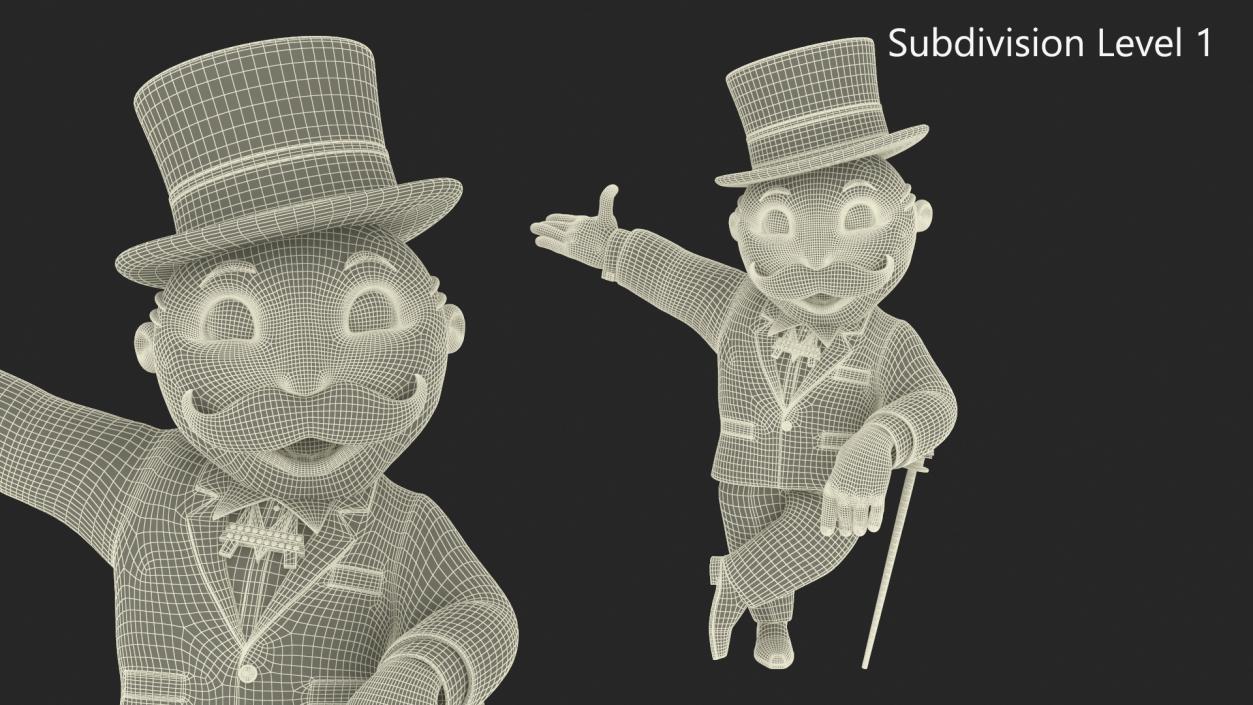 Mr Monopoly Character Welcome Pose for 3D Print 3D