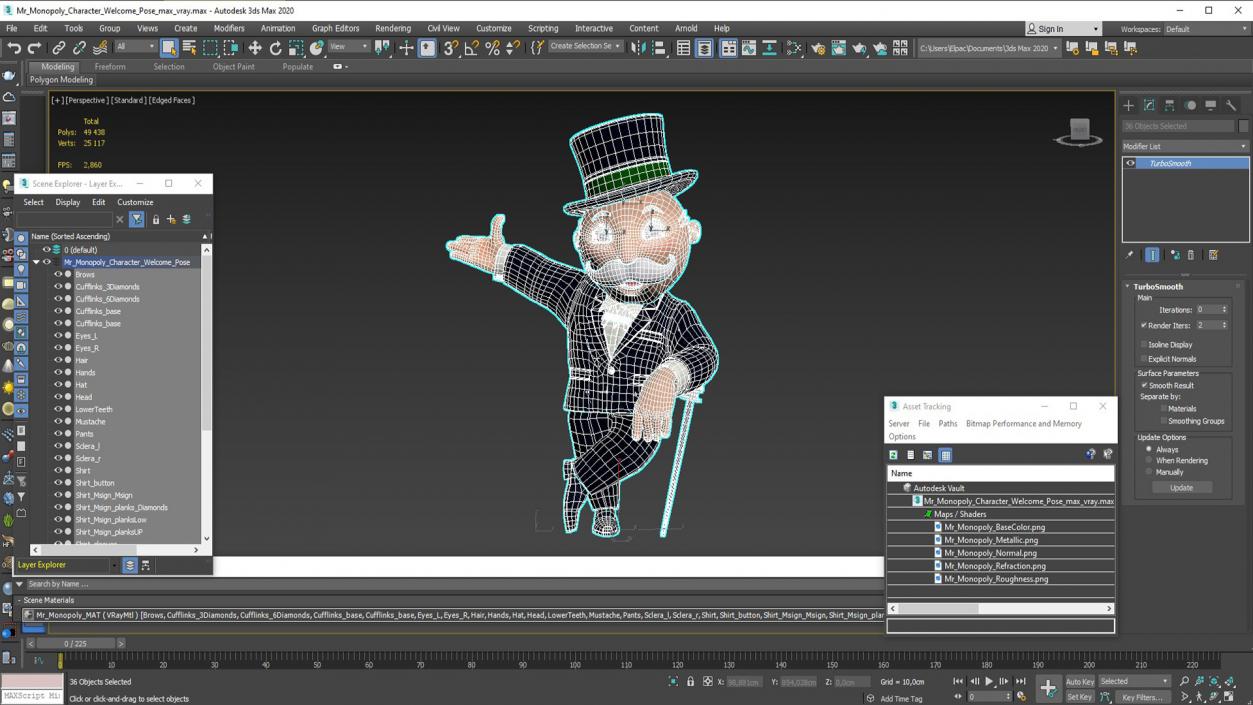 Mr Monopoly Character Welcome Pose for 3D Print 3D