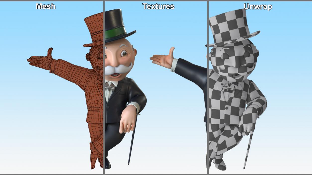 Mr Monopoly Character Welcome Pose for 3D Print 3D