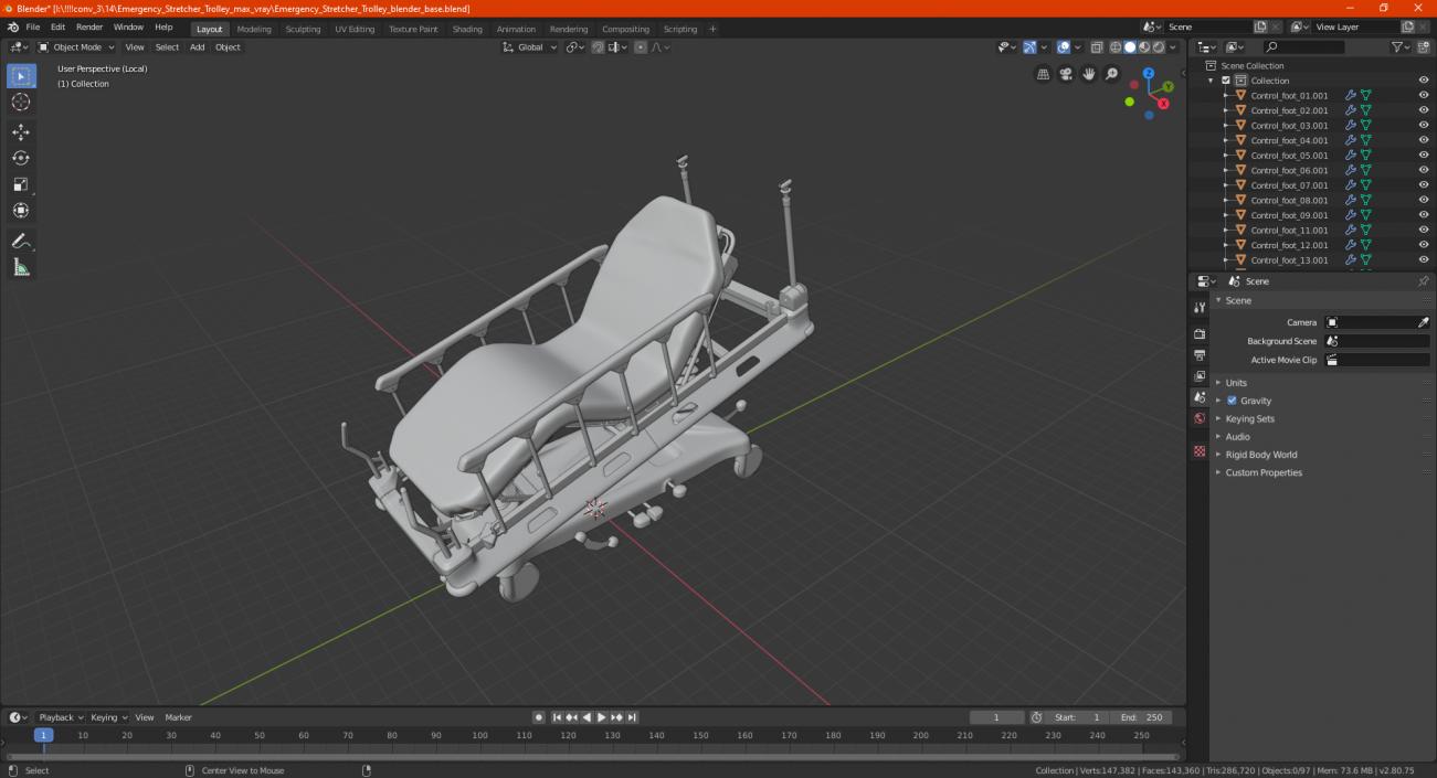 Emergency Stretcher Trolley 3D