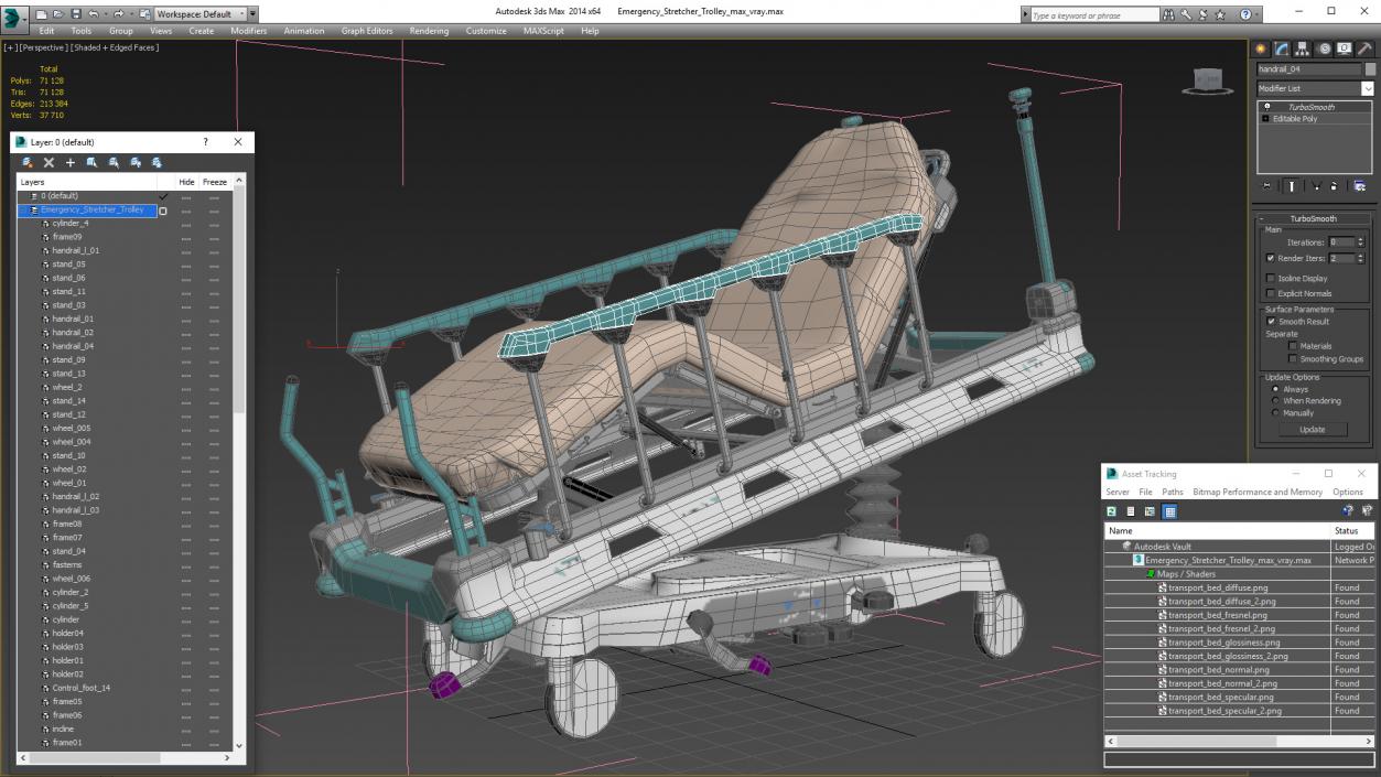 Emergency Stretcher Trolley 3D