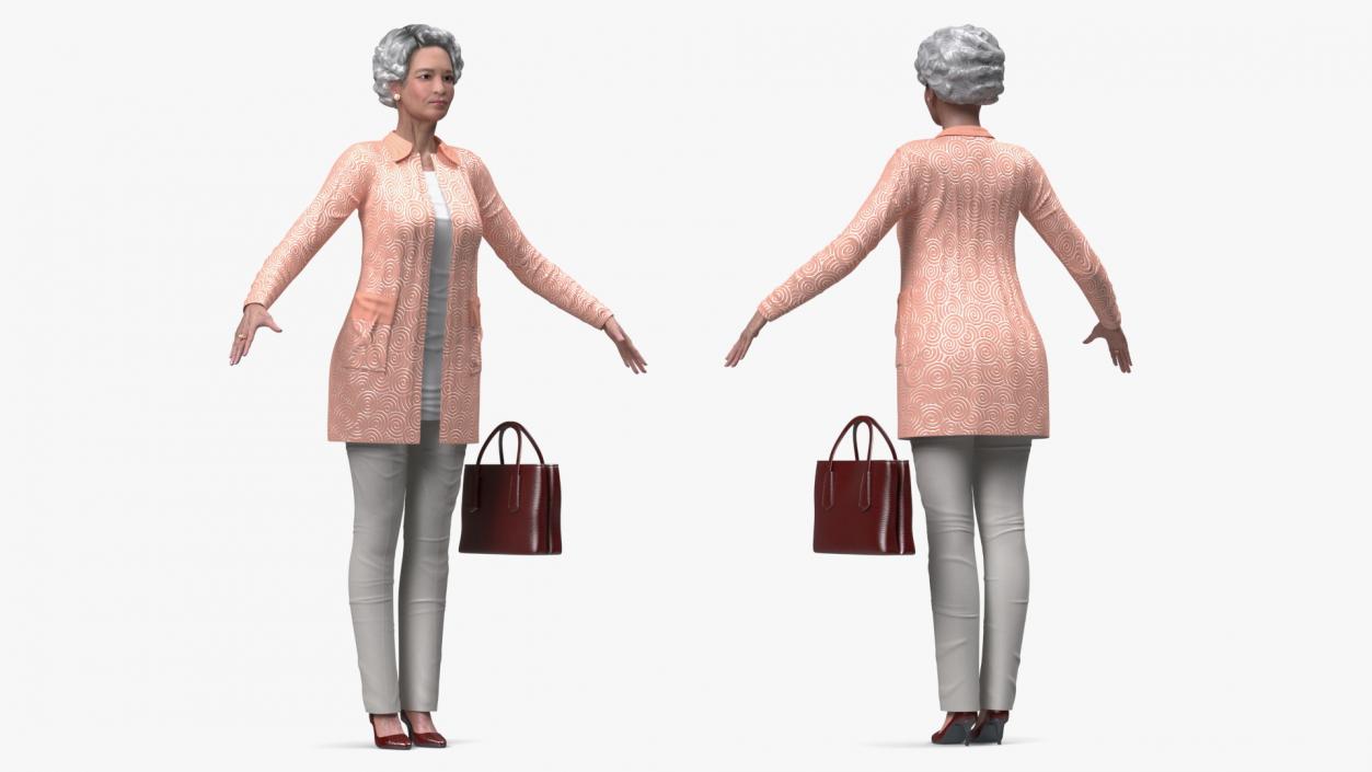 3D Chinese Elderly Woman Everyday Style A-Pose model