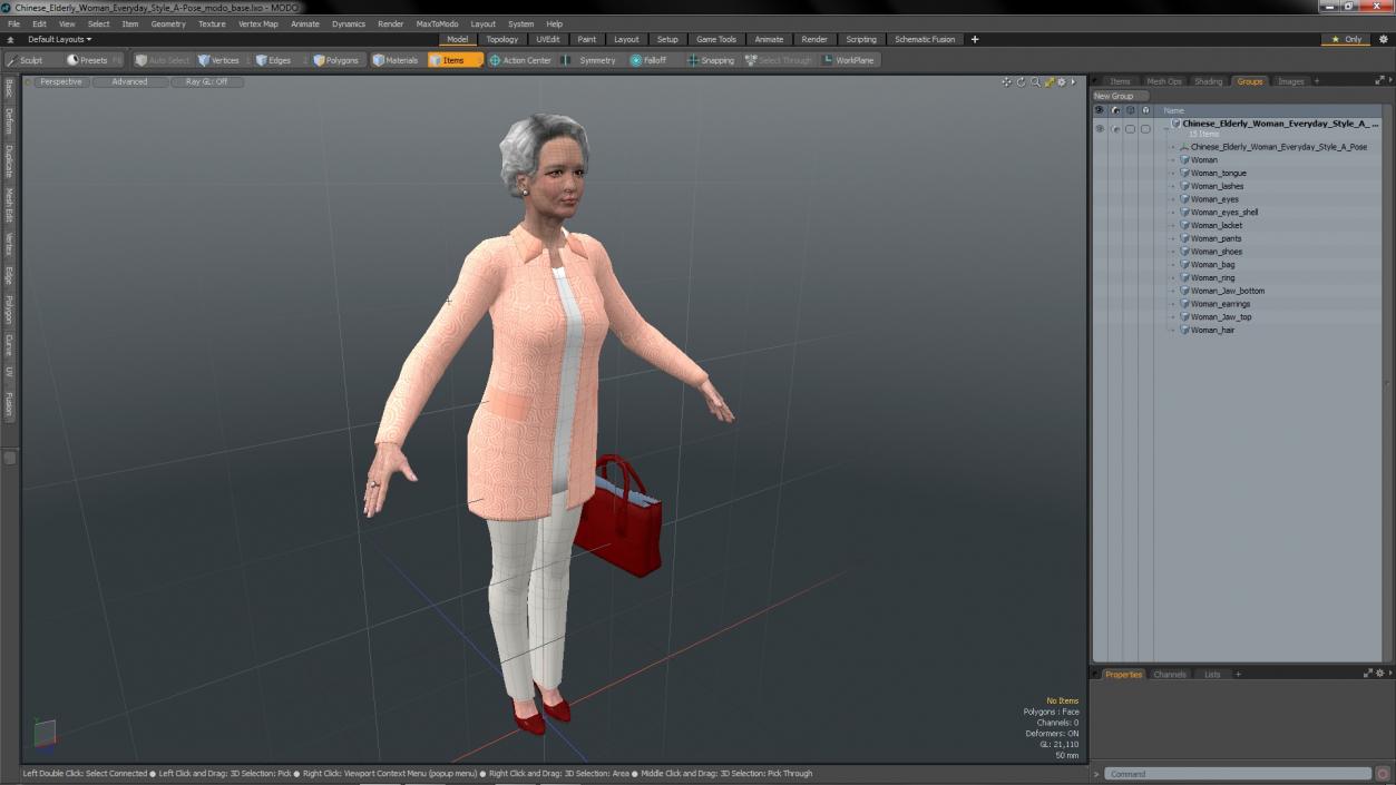 3D Chinese Elderly Woman Everyday Style A-Pose model