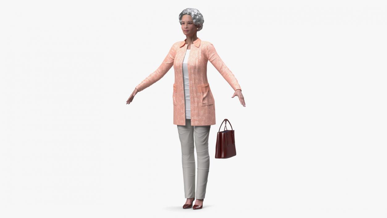 3D Chinese Elderly Woman Everyday Style A-Pose model