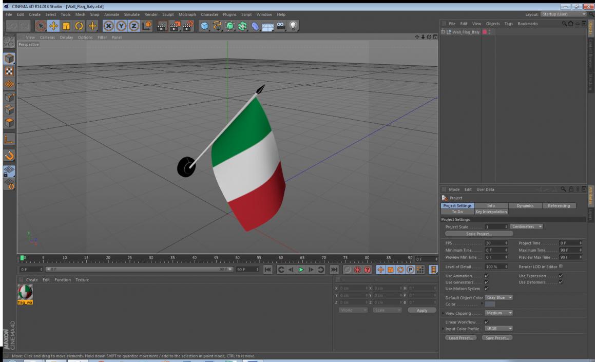 3D model Wall Flag Italy