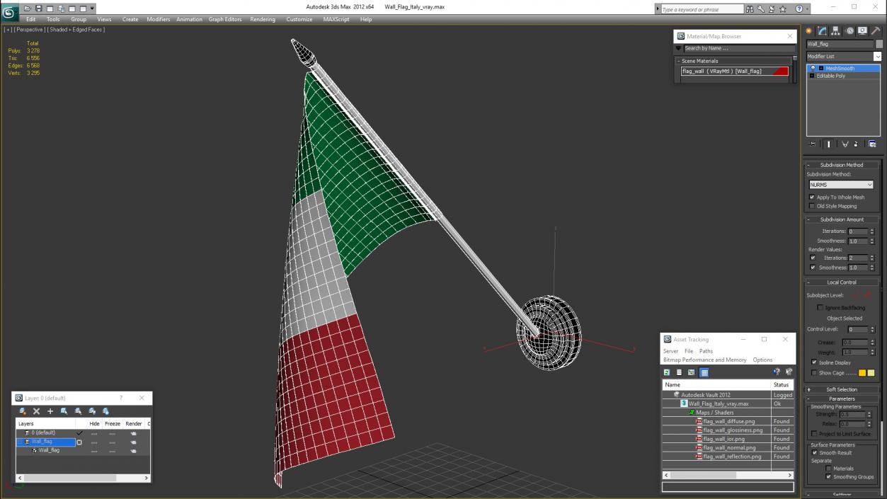 3D model Wall Flag Italy