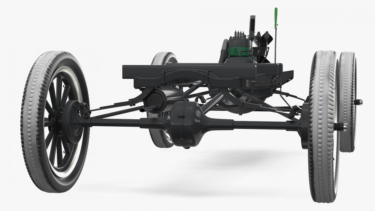 Retro Car Chassis with Engine 3D model