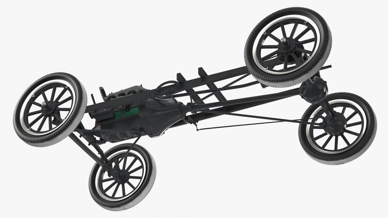 Retro Car Chassis with Engine 3D model