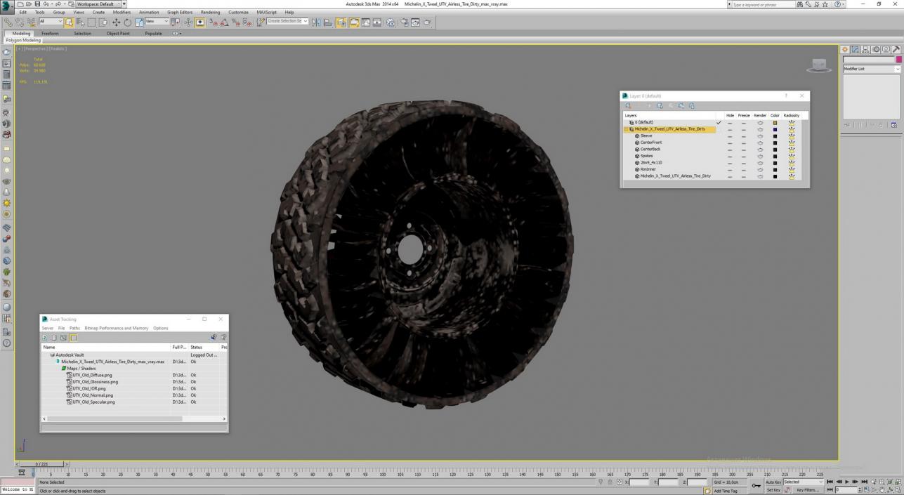 Michelin X Tweel UTV Airless Tire Dirty 3D model