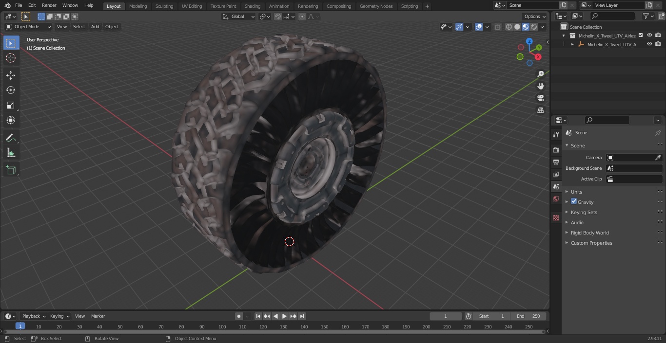 Michelin X Tweel UTV Airless Tire Dirty 3D model