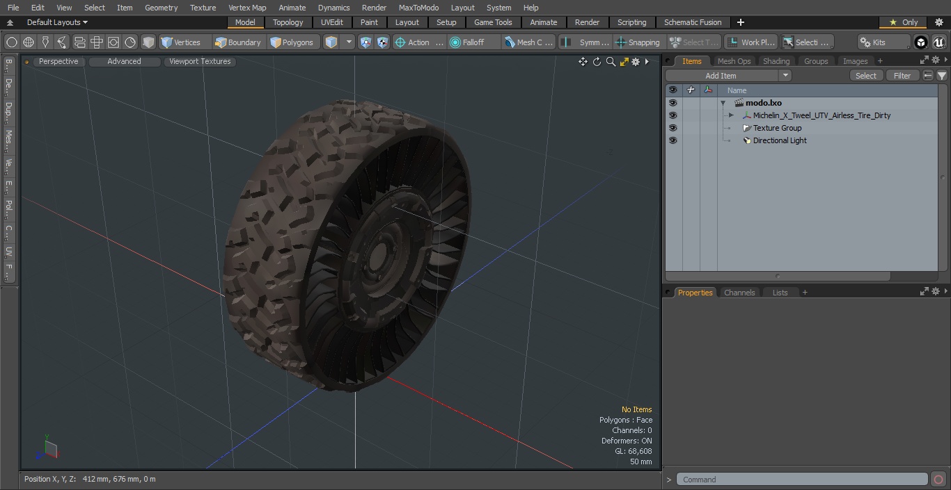 Michelin X Tweel UTV Airless Tire Dirty 3D model