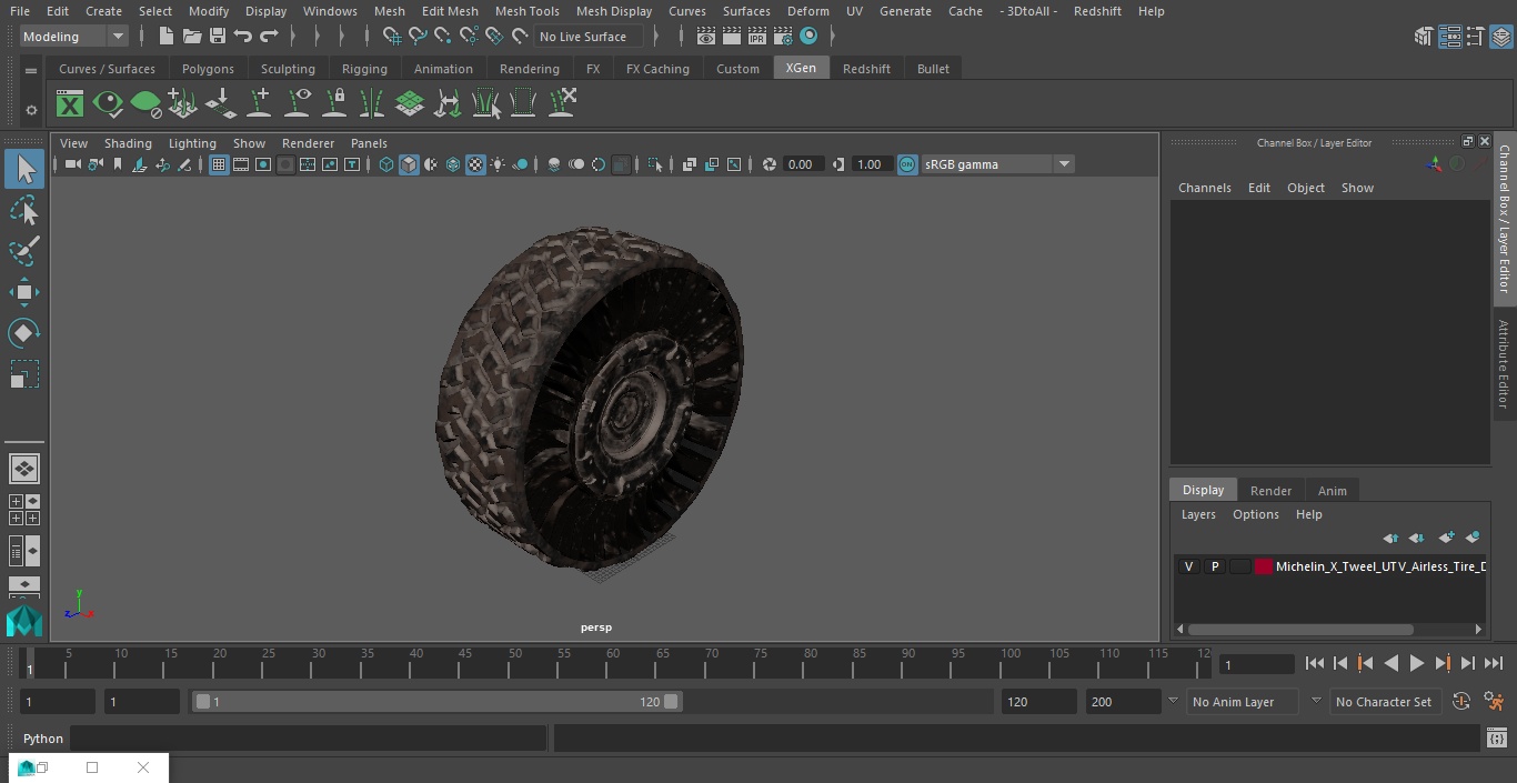 Michelin X Tweel UTV Airless Tire Dirty 3D model