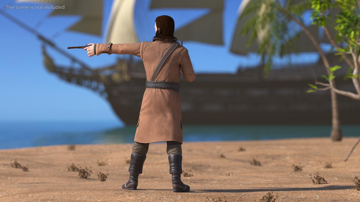 Rogue Pirate Man Rigged for Maya 3D