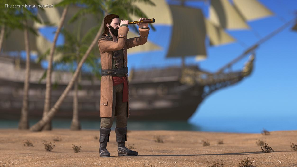 Rogue Pirate Man Rigged for Maya 3D