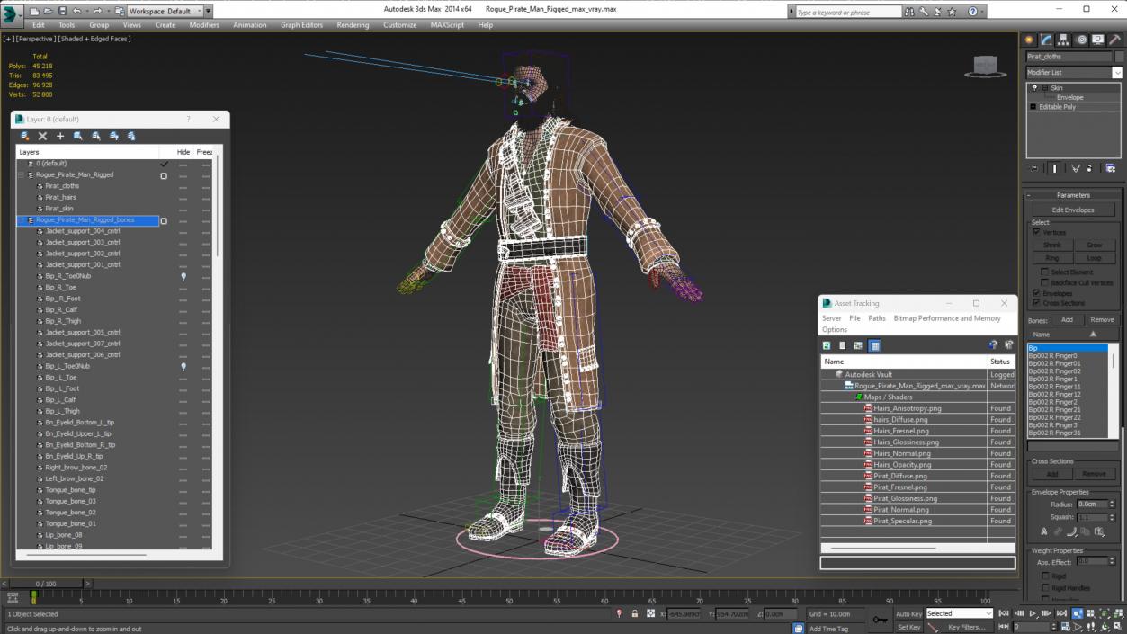 Rogue Pirate Man Rigged for Maya 3D