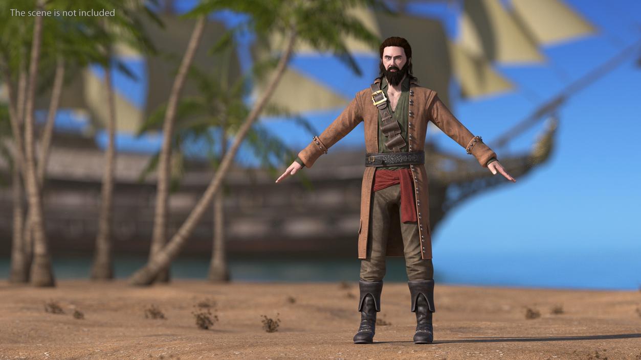 Rogue Pirate Man Rigged for Maya 3D