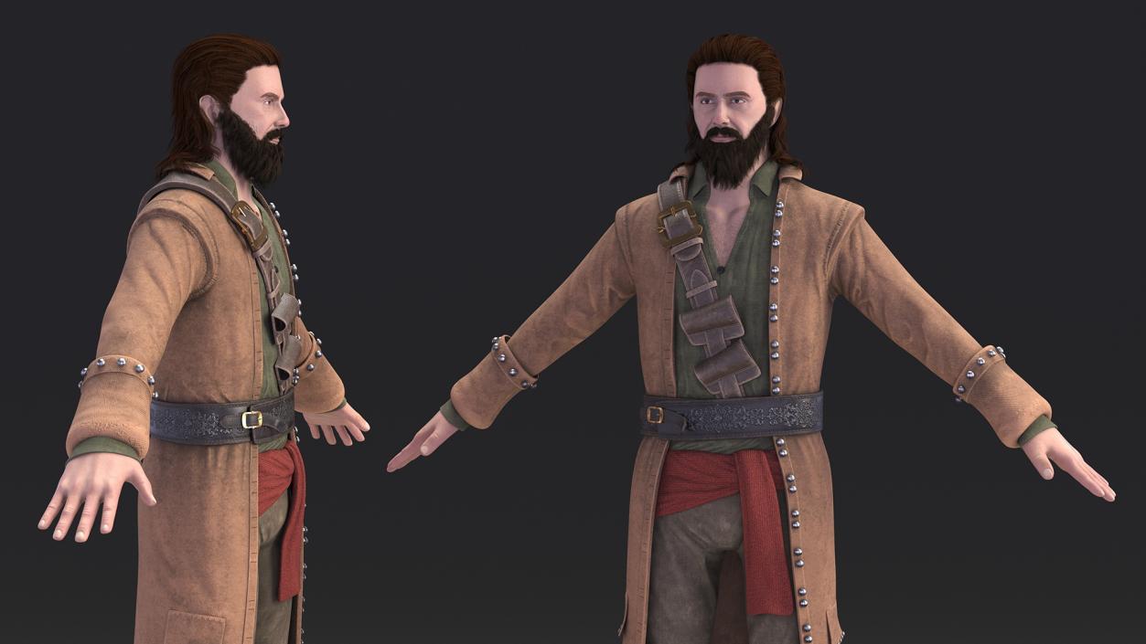 Rogue Pirate Man Rigged for Maya 3D