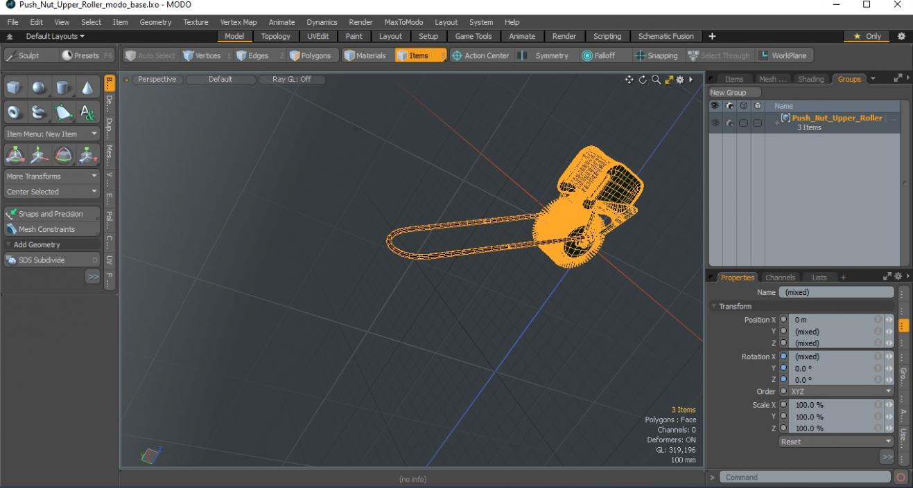 3D Push Nut Upper Roller