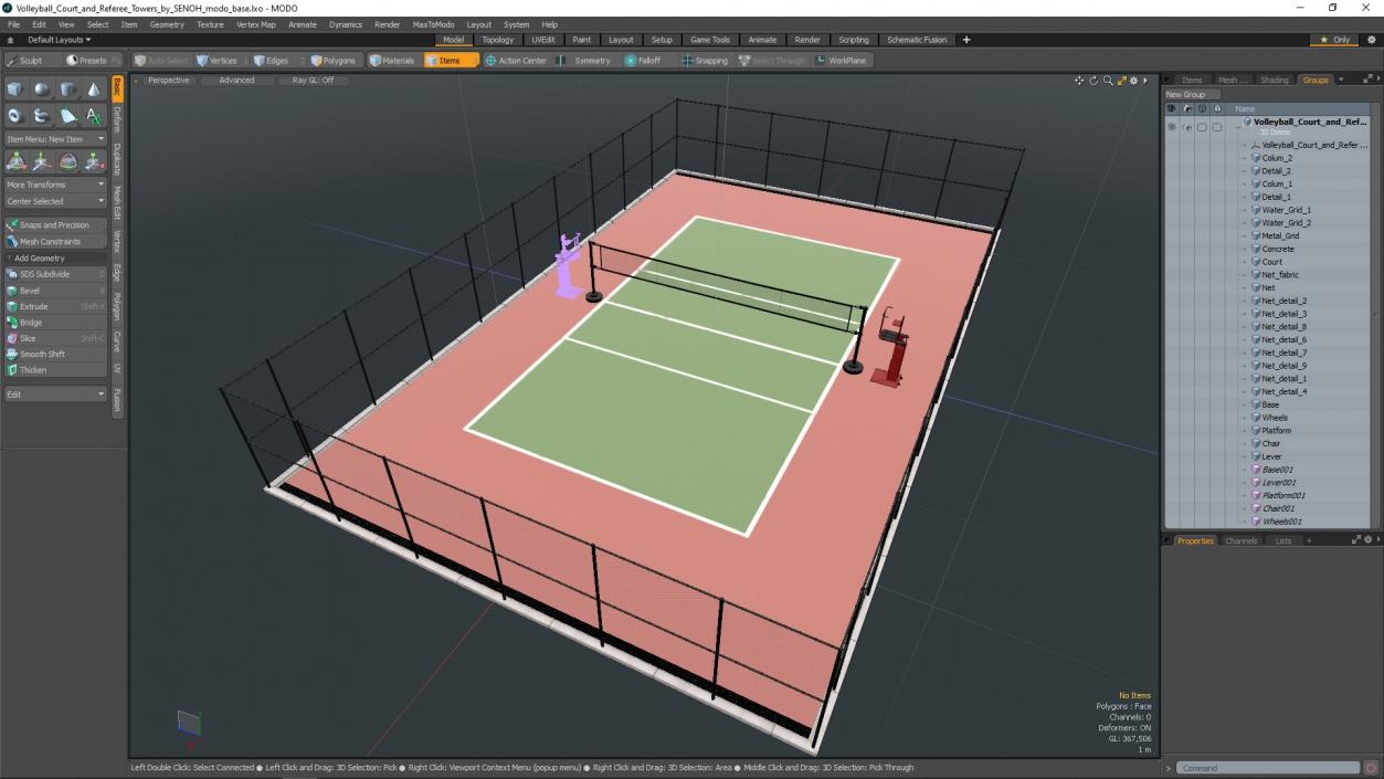 Volleyball Court and Referee Towers by SENOH 3D model