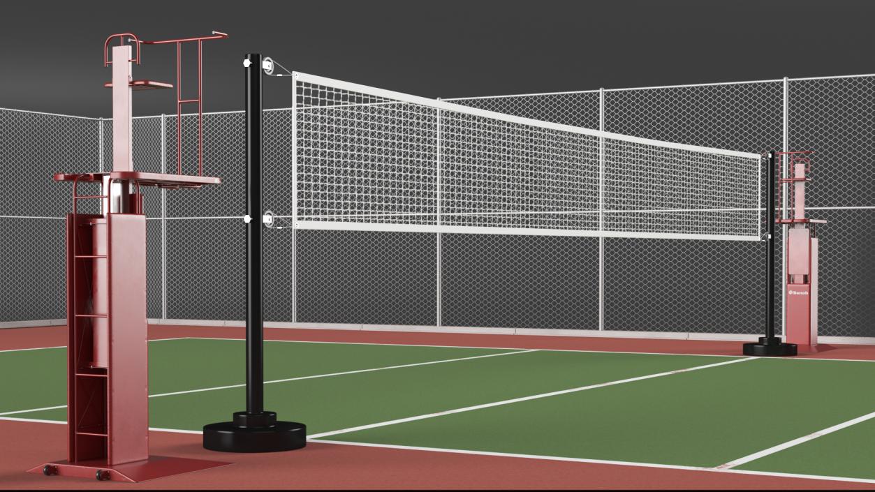 Volleyball Court and Referee Towers by SENOH 3D model