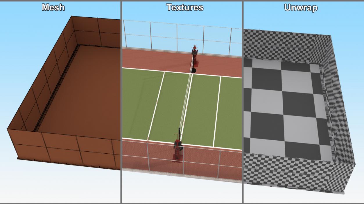 Volleyball Court and Referee Towers by SENOH 3D model