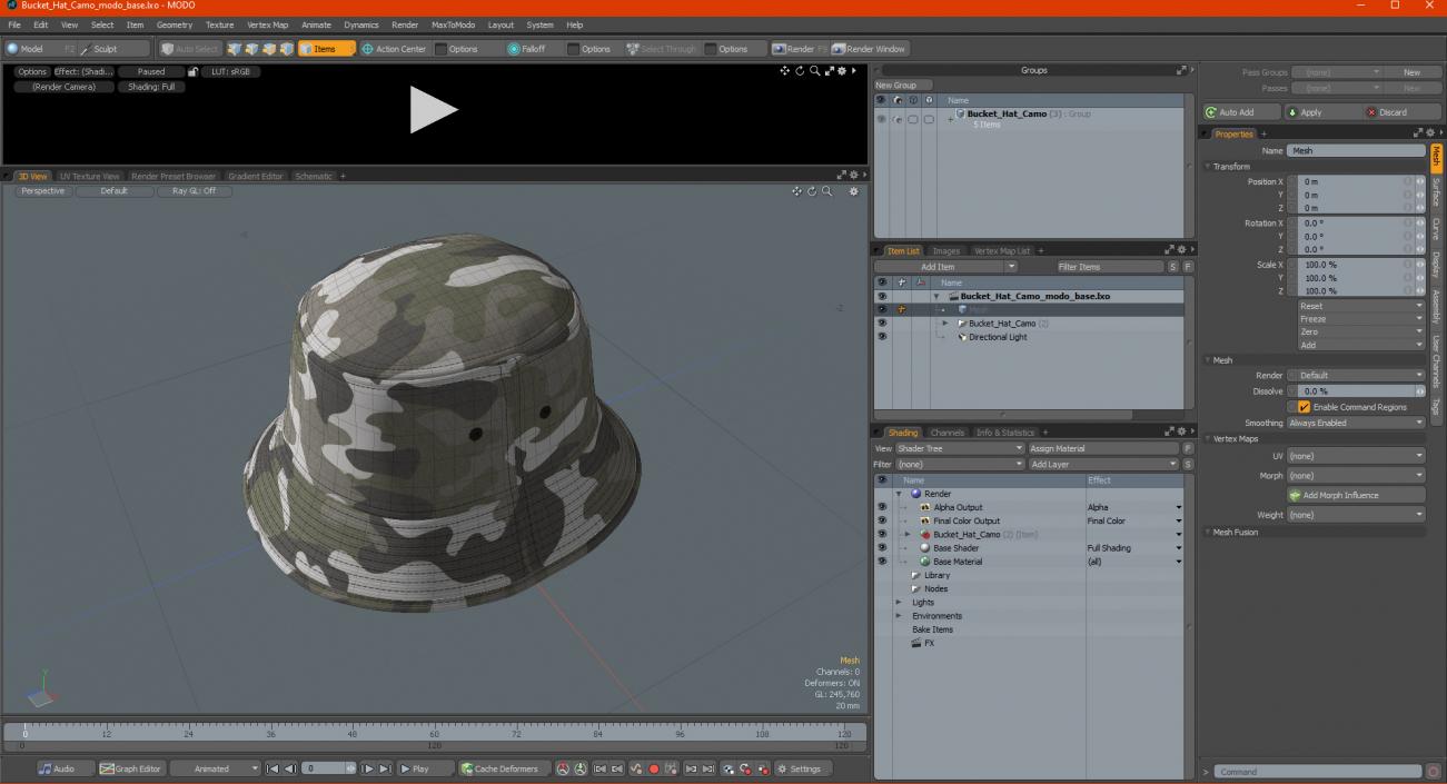 3D model Bucket Hat Camo