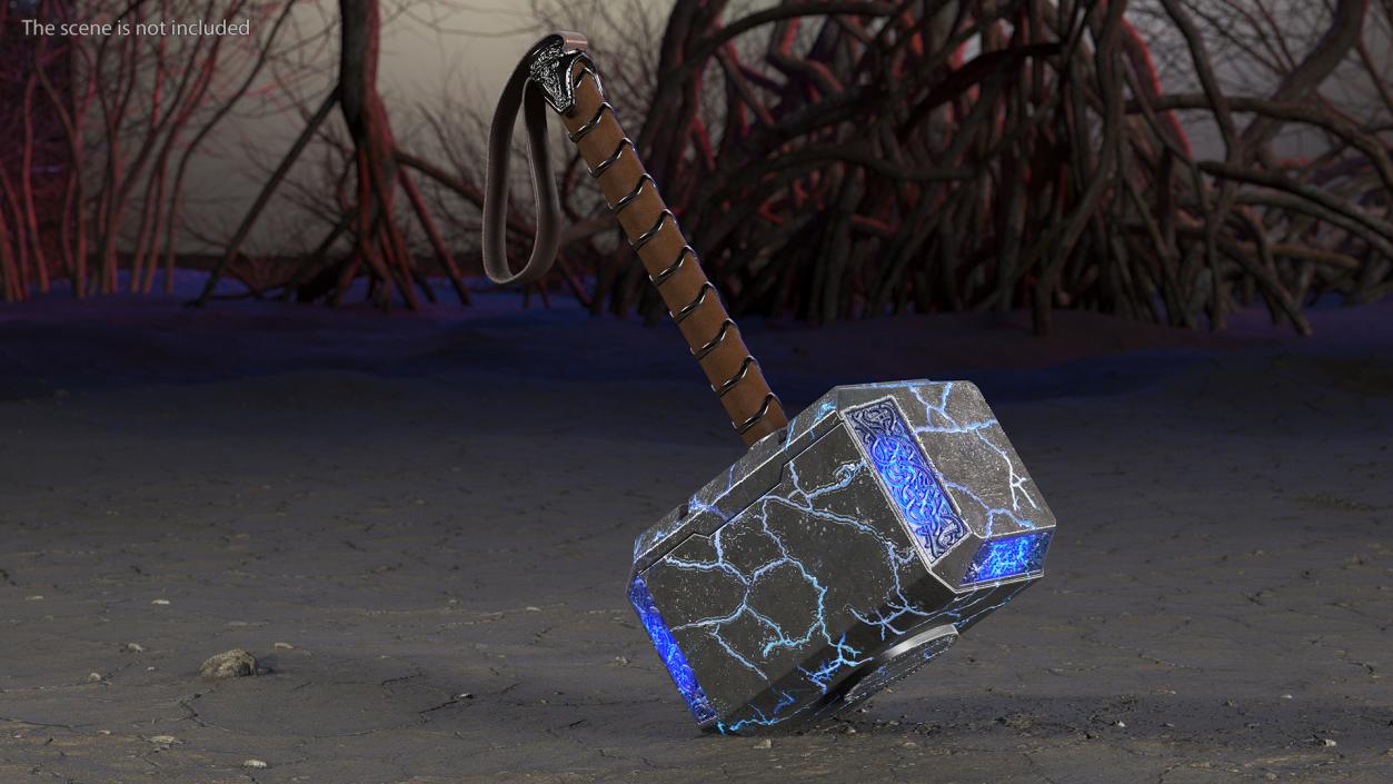 Thor Hammer Mjolnir with Glowing Cracks 3D model