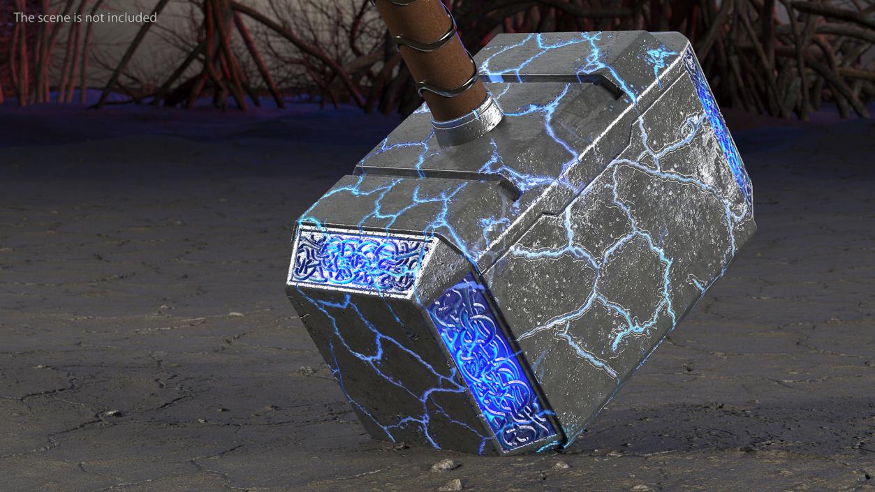 Thor Hammer Mjolnir with Glowing Cracks 3D model