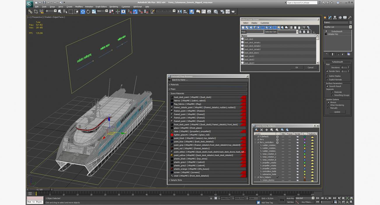 3D Ferry Catamaran Generic Rigged(1) model