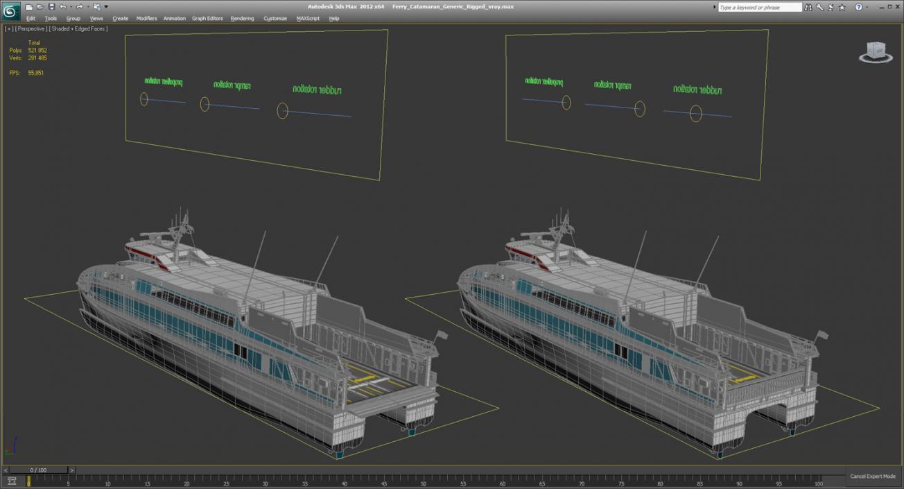 3D Ferry Catamaran Generic Rigged(1) model