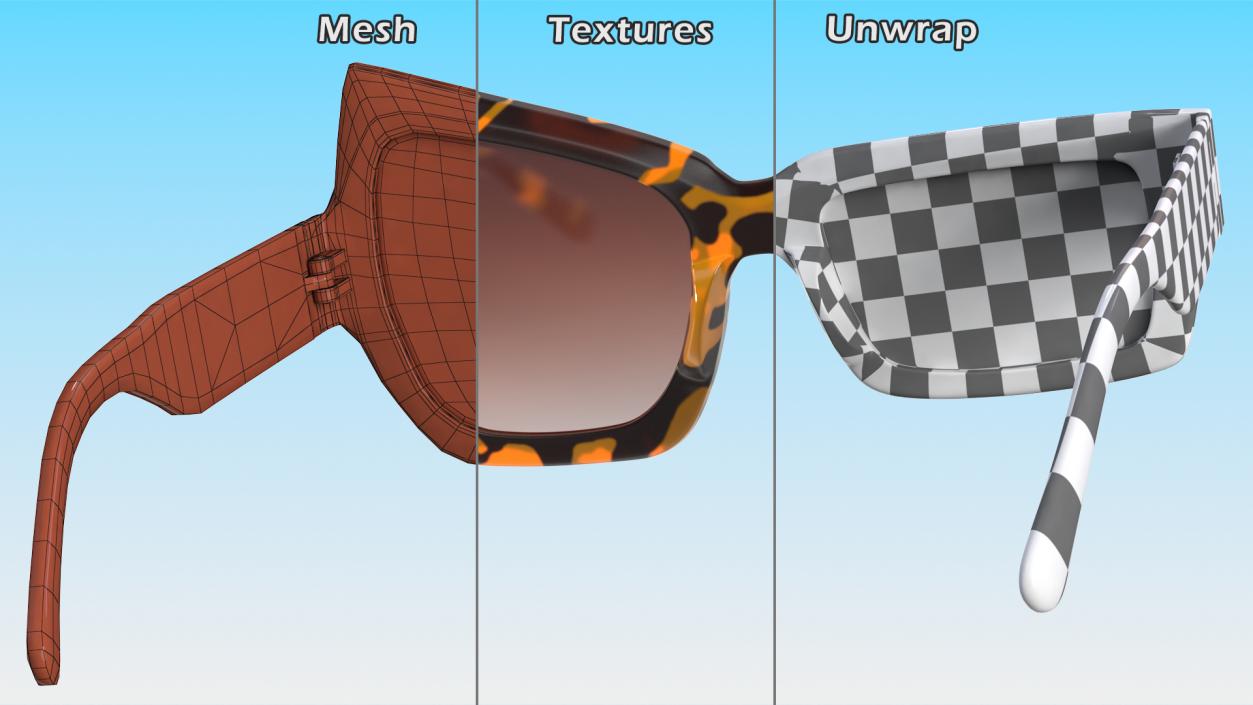 Tortoise Asymmetrical Sunglasses 3D