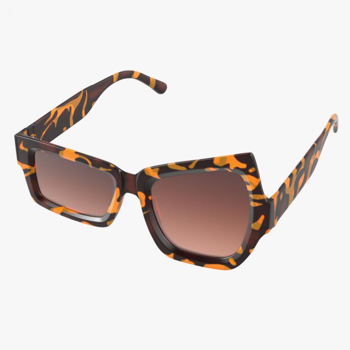 Tortoise Asymmetrical Sunglasses 3D