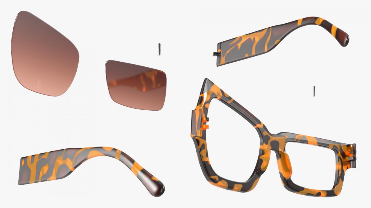 Tortoise Asymmetrical Sunglasses 3D